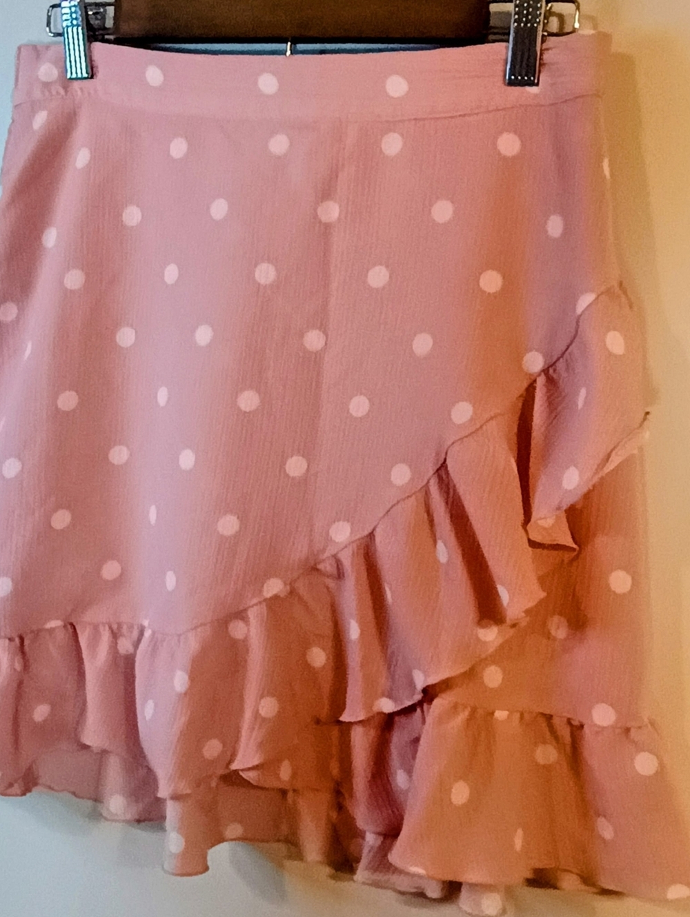 Lauren Conrad Polka Dot Ruffle Mini Skirt - Pink Women's Size M - Picture 2 of 6